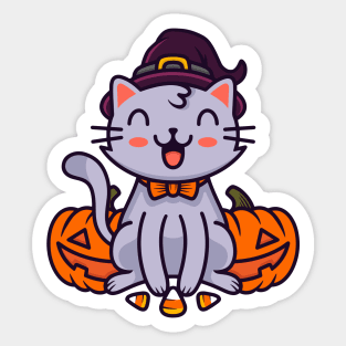 Happy Hallowen Cat Sticker